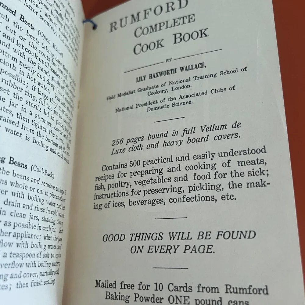 The Rumford Way of Cookery and Household Economy Vtg Cookbook Janet Hill